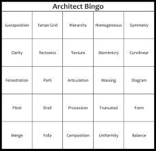 Words That Architects Use Architect Bingo Card 1 Interior Design Vocabulary Science Words Architect