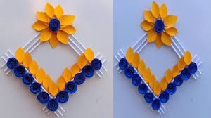 Diy Paper Flower Wall Hanging Diy Art And Craft Easy Wall Decoration Ideas In 2020 Paper Crafts Diy Craft From Waste Material Paper Crafts Diy Tutorials