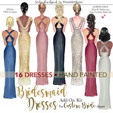 Bridesmaid Dress Clipart Customizable Bridesmaid Dress Etsy In 2020 Bride Clipart Bridesmaid Dresses Dress Clipart