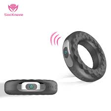 SacKnove Male Big Black Rubber Penis Ring Vibrator 10 Mode Delay  Ejaculation Silicone Vibrating Cock Ring for Men Sex Toy