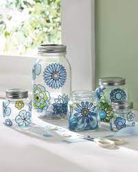 Gussied Up Glass 20 Crafts Made Using Etching Cream And Paint Crafts With Glass Jars Glass Crafts Mason Jar Diy