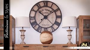 Diamètre 68cm x largeur 5cmmatière. Horloge Geante En Bois Et Metal Style Fer Forge Noir O 91 Cm Interieurs Styles