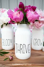 These hanging mason jar lights are almost free to make. Pretty Chalky Painted Mason Jar Flower Vase Sustain My Craft Habit