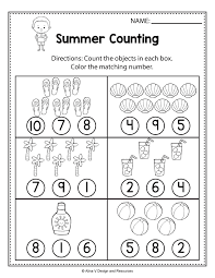Counting Worksheets Summer Math Worksheets And Activities For Preschool Summer Math Worksheets Kindergarten Math Worksheets Kindergarten Addition Worksheets
