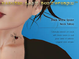 While black widow seems delicate and vulnerable on the outside they are always ready to defend. Second Life Marketplace Black Widow Spider Neck Tattoo Spider Tat Tats Tattoos
