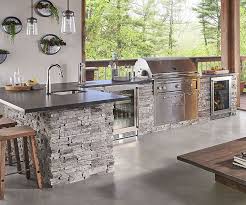 Eldorado Outdoor Kitchen With Gray Stone Base Indoor Outdoor Kitchen Outdoor Kitchen Decor Outdoor Living Kitchen