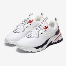 BTS Fila Spring Collection Bubble TR Shoes White/Blue/Red 1RM01574D_125 |  hallyumart