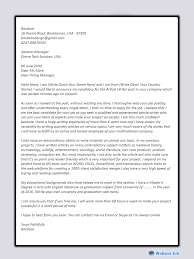 Cover Letter Sample Example For Article Writer Content Writer