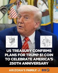 U.S. Treasurer Brandon Beach confirmed designs for a potential $1 coin  featuring President Donald Trump: https://azfamily.tv/4pZf2GE