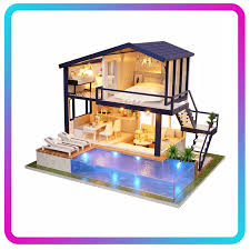 Featured house plan with a swimming pool. Diy 3d Wooden Dollhouse Mini House Furniture Apartment Doll Penthouse Furniture Swimming Pool Girl Kids Gift Educational Toys Doll House Accessories Aliexpress