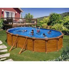 Piscine hors sol ovale bois. Piscine Acier Imitation Bois Ovale Modele Sicilia