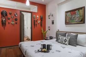 Colorful Vibrant Orange Wall In Bedroom Ar Puran Kumar Traditional Bedroom Design Guest Room Design Traditional Bedroom