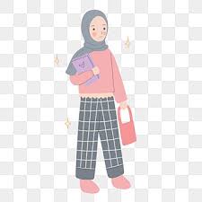 Download Fashionable Girl Wearing Hijab Goes To Campus Illustration In Hand Drawn Style Girl Clipart Portrait Cute Illustration Png Transparent Clipart Image And Psd Hijab Cartoon Cute Illustration Girls Illustration