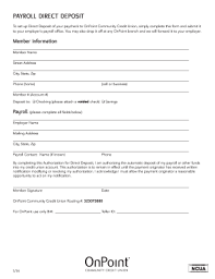 onpoint direct deposit form fill online printable fillable blank pdffiller