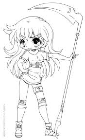 Chibi Girl Faucheuse Coloriage Manga Coloriage Dessin Kawaii A Imprimer