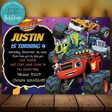 • create and edit tracks along the way! Editable Blaze And The Monster Machine Party Invite Diy Bobotemp