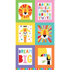 Designed by sweetwater for moda fabrics, this is a fantastic panel which can be used as centre panels for quilts/blankets or transformed into tote bags and . Devonstone Safari Animals Alphabet Panel