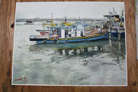 Telah terjual lebih dari 6. Watercolor Kampung Nelayan Besut Azman Nor