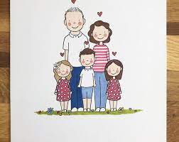 Sarah S Saturday Illustrations De Sarahssaturday En Etsy Custom Family Portrait How To Draw Hands Family Drawing