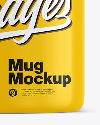 Download Glossy Coffee Cup Mockup In Cup Bowl Mockups On Yellow Images Object Mockups PSD Mockup Templates