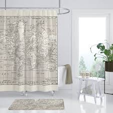 Black And Cream Shower Curtain Taupe World Map Shower Curtain Soft Taupe Black And Cream Etsy Vintage Bathroom Decor Two Shower Curtains Scary Shower Curtains