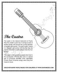 Cuatro National Instrument Of Puerto Rico Free Coloring Page Puerto Rico Music Activities For Kids Hispanic Heritage Month Activities