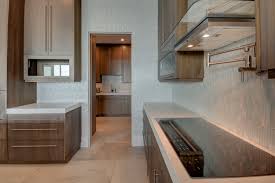 Kitchen Design With Large Format Porcelain Tile Flooring Quartz Countertops Glass Mosaic Backspl Glass Mosaic Backsplash Kitchen Design Contemporary Cabinets