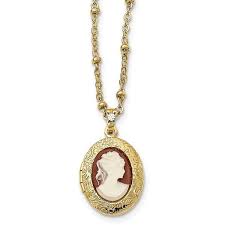 Gold Tone Downton Abbey By 1928 Jewelry Acrylic Cameo 20mm Locket 36 Liked On Polyvore Featuring Jewelry Jewelry Lockets Cameo Jewelry Necklace Stores