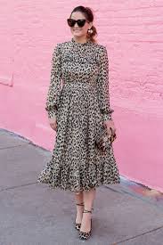 Long Sleeve Leopard Midi Dress Print Dress Spring Dresses Animal Print Dresses