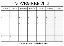 The whole thing fits on just one page, so you can easily print them for an entire classroom! November 2021 Calendar Free Blank Printable Templates