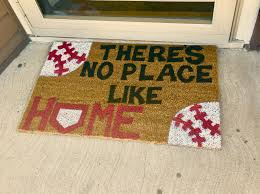 There S No Place Like Home Baseball Door Mat Home Plate Baseball Door Mat Diy Door Mat Diy Diy Rug Door Mat