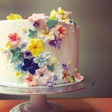 Sugarpaste Pastel Flowers And Polka Dot Cake Birthday Cake With Flowers Birthday Cake Roses Flower Birthday Cake