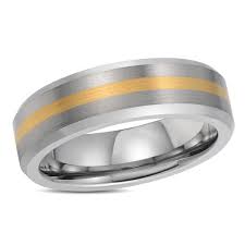 Gold Inlay Mens Wedding Band Tungsten Wedding Ring For Men Brushed Gold Stripe Inlay Center Mens Wedding Bands Mens Wedding Bands Tungsten Mens Wedding Rings