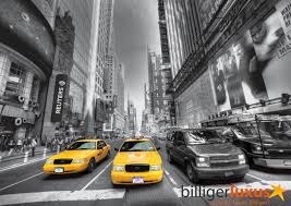 Fototapete Taxi New York Schwarz Weiss 360 X 254 Cm Fototapete Wandtatoos Tapeten