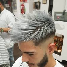 Frosted Tips Bald Fade With Beard Men Hair Color Mens Hairstyles Grey Hair Color