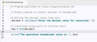 Python Program To Convert Decimal To Hexadecimal