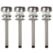 Pure Garden Solar Powered Stainless Steel Path Led Lights 4 Pack M150037 The Home Depot Pure Garden Led Path Lights Solar Lights