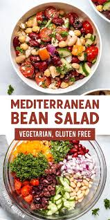 Mediterranean Bean Salad Recipe Healthy Salad Recipes Vegetarian Recipes Easy Bean Salad