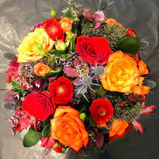A Bouquet Full Of Colour Made With Alstromeria Highandmagicroses Hellebores Ranunculus Thistle Sealavender Flowers London Luxury Flowers British Flowers