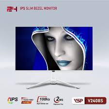 Màn hình PC Phẳng VSP V2408S Tràn Viền (24inch, IPS, FHD, 100Hz)  White/Trắng