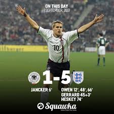 Same thing tomorrow,cmon england,cmon england,cmon england,beat ze germans. Squawka Football On Twitter On This Day In 2001 England Thrashed Germany 5 1 In A World Cup Qualifier Owen Gerrard Heskey A Famous Win Https T Co Qjhavc33de