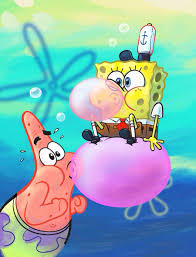 Sponge Bob Patrick Blowing Bubbles With Pink Bubble Gum Art Spongebob Wallpaper Spongebob Painting Spongebob Drawings