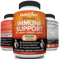 Nutrivein Emergency Immune Support 1600mg 60 Capsules Immune Support Seasonal Allergies Zinc Vitamin