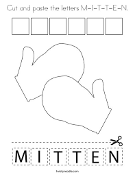 Coloring pages mittens snow winter. Cut And Paste The Letters M I T T E N Coloring Page Twisty Noodle