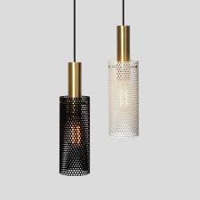 Cylindrical Wire Mesh Cage Frame Pendant Light Modern Simple 1 Light Mini Hanging Lamp In Black White Beautifulhalo Com