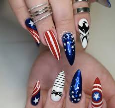 Red and white nails via. Here S Some Red White And Blue Nail Art For Some Serious 4th Of July Inspo Hellogiggles