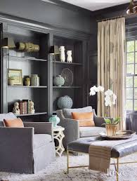 Contemporary Black Library Seating Area Luxe Interiors Design Library Seating Interior Design Home Decor