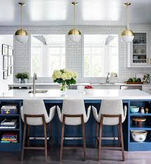 Check spelling or type a new query. Gorgeous Blue And White Kitchen Is Illuminated By Three Cedar Moss Pendants Hung Over White Modern Kitchen Mid Century Modern Kitchen Island Kitchen Redesign