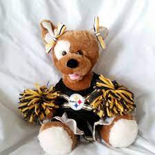 Build A Bear Nfl Pittsburgh Steelers Cheerleader Dog Brown Pom Poms Dress Bows Buildabear Steelers Cheerleaders Pittsburgh Steelers Cheerleaders Plush Animals