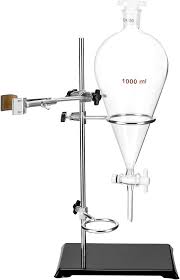 Amazon.com: QWORK Embudo de separación cónico de pared pesada de 33.8 fl oz  con ajuste 24/29 y llave de paso de PTFE + estante de soporte de  destilación de laboratorio para extracción